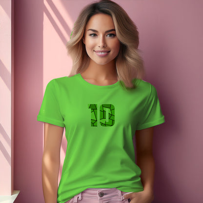 10 Number Women T-Shirt (Liril Green) | Stylish Numeric Graphic Tee