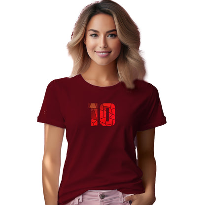 10 Number Women T-Shirt (Maroon) | Stylish Numeric Graphic Tee