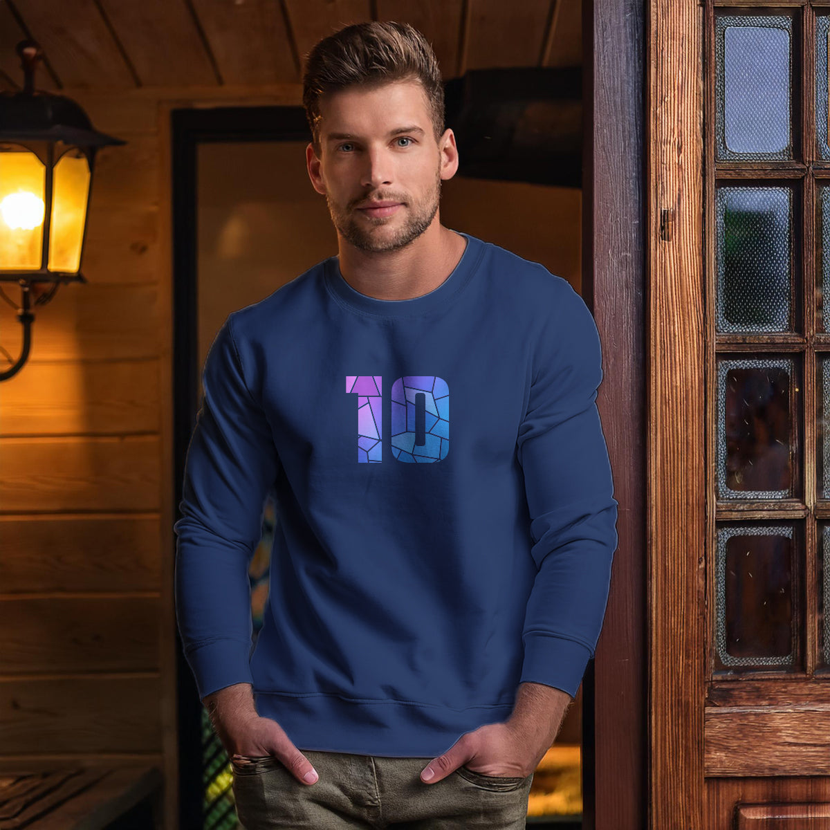 10 Number Unisex Sweatshirt (Navy Blue)