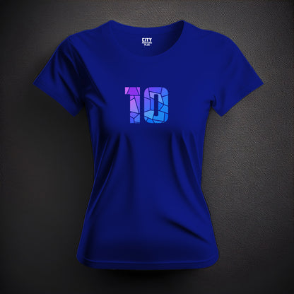 10 Number Women T-Shirt (Royal Blue) | Stylish Numeric Graphic Tee