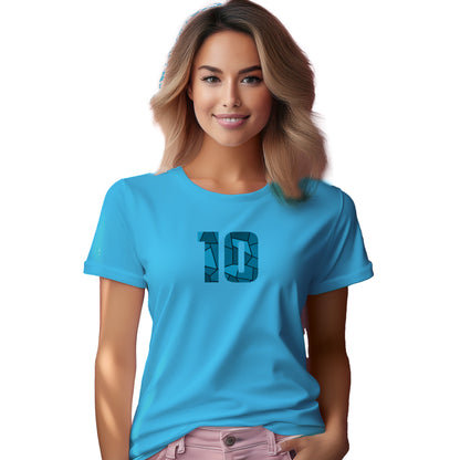 10 Number Women T-Shirt (Sky Blue) | Stylish Numeric Graphic Tee