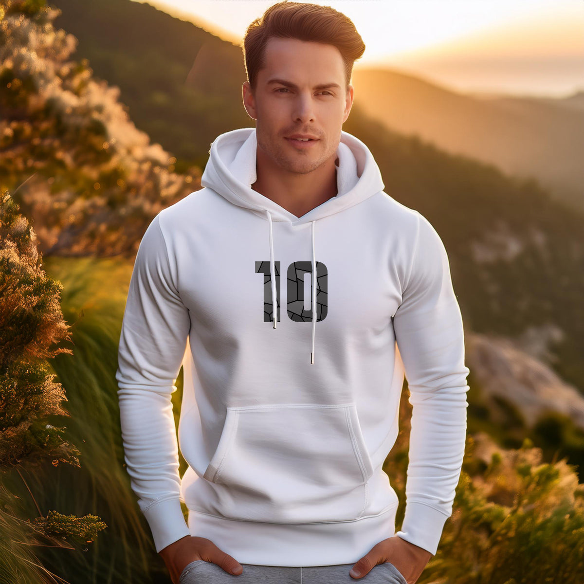 10 Number Unisex Hoodie (White)