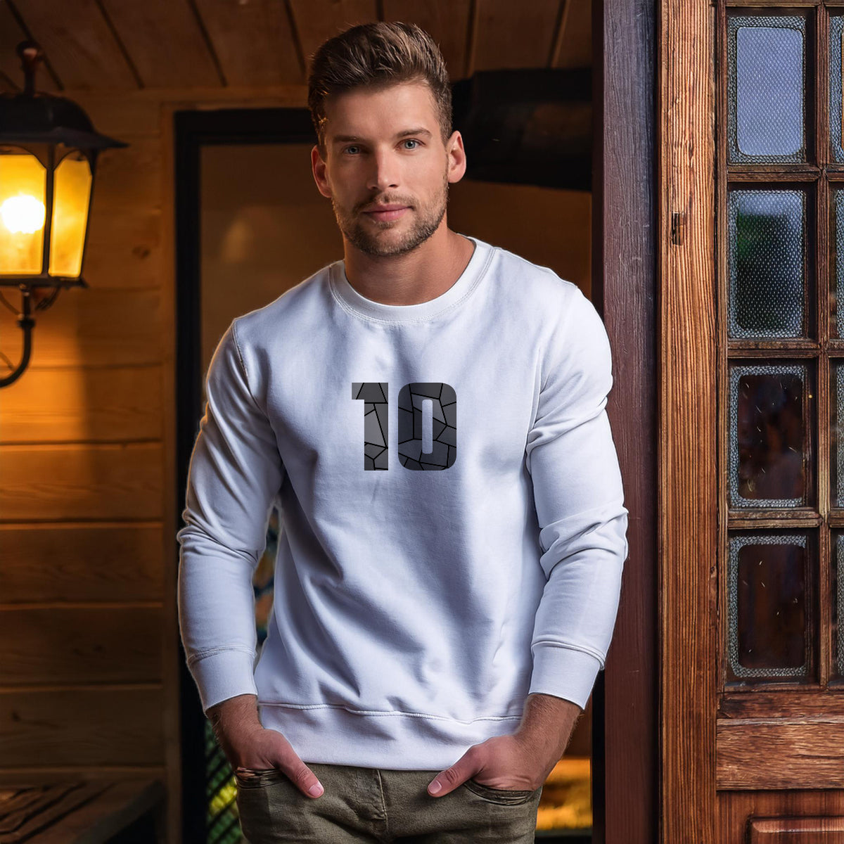 10 Number Unisex Sweatshirt (White)