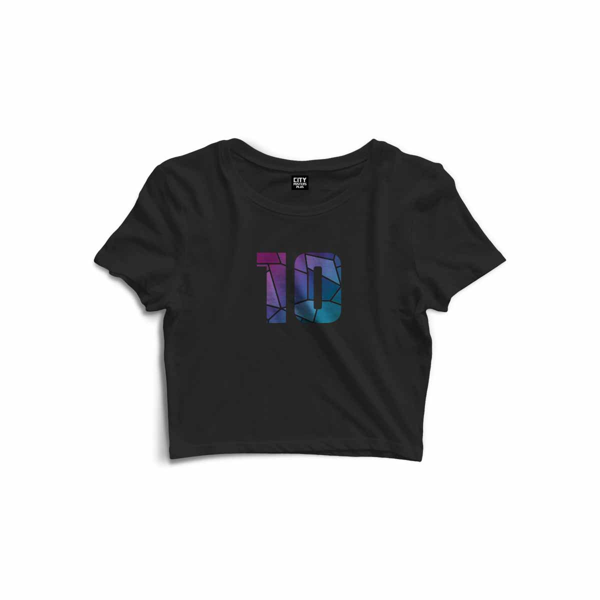 10 Number Women Crop Top (Black)