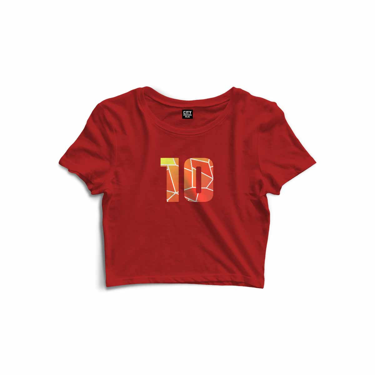 10 Number Women Crop Top (Red)