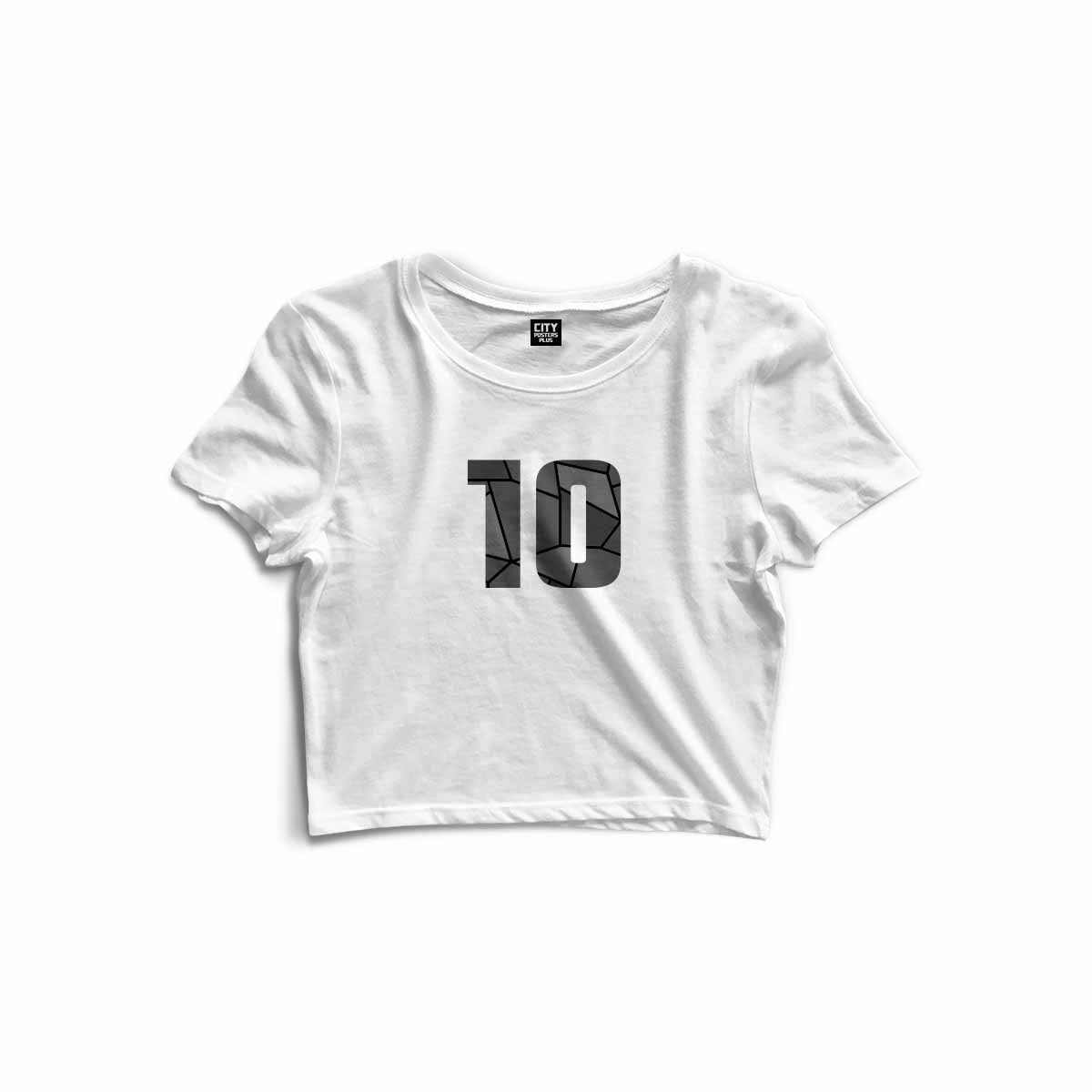 10 Number Women Crop Top (White)