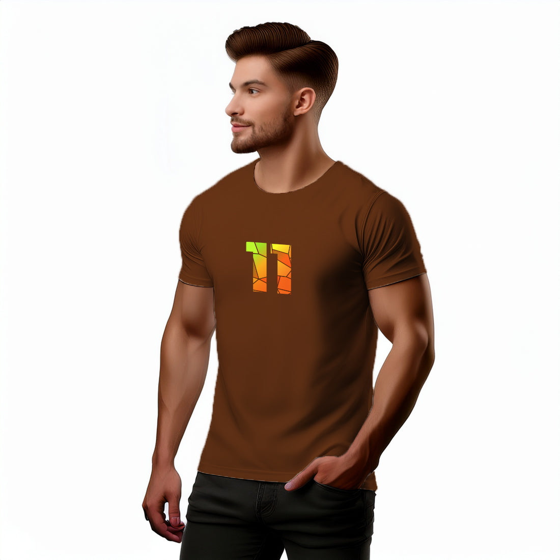 11 Number Men Unisex T-Shirt (Brown)