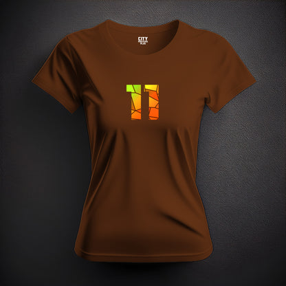 11 Number Women T-Shirt (Brown) | Stylish Numeric Graphic Tee
