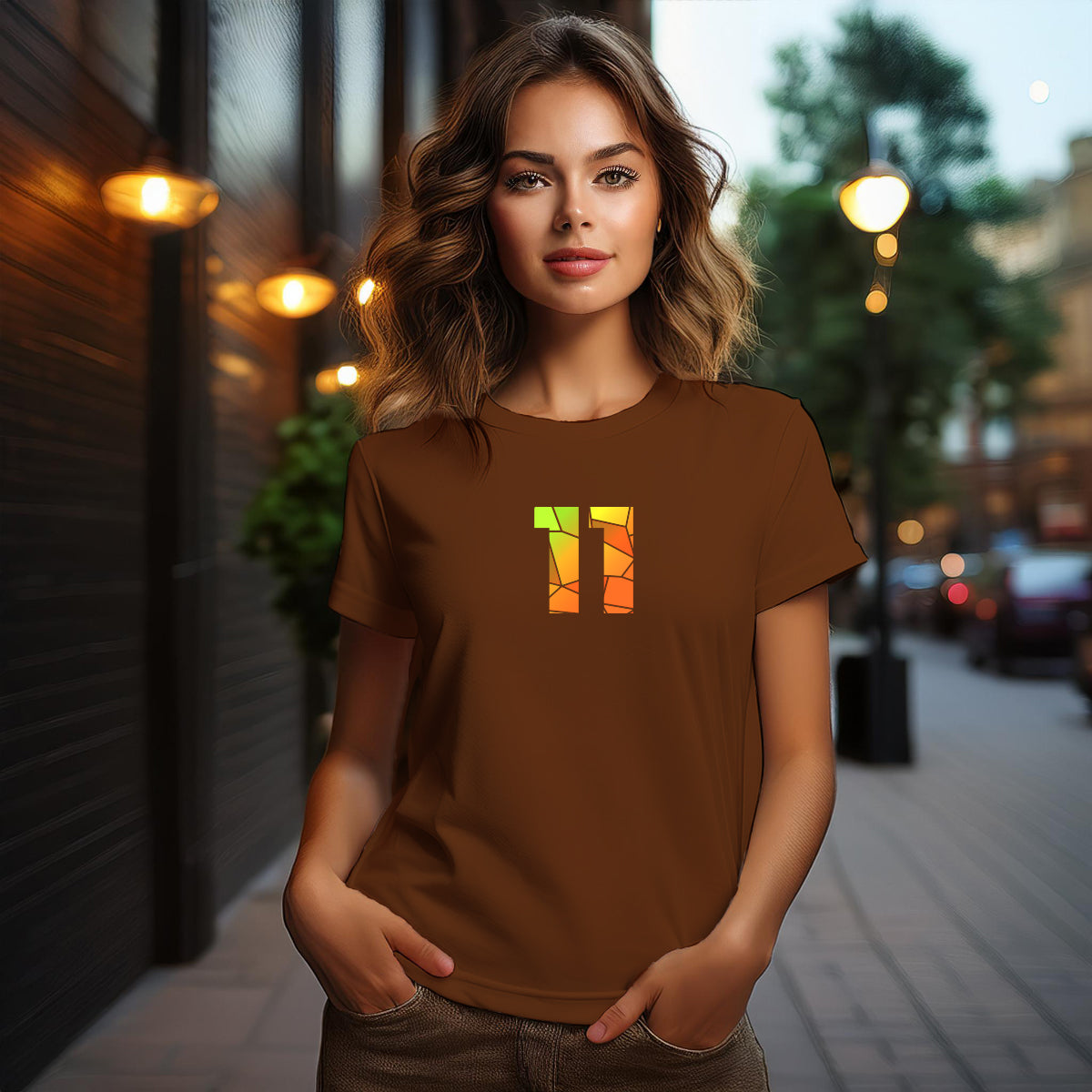 11 Number Women's T-Shirt (Brown)