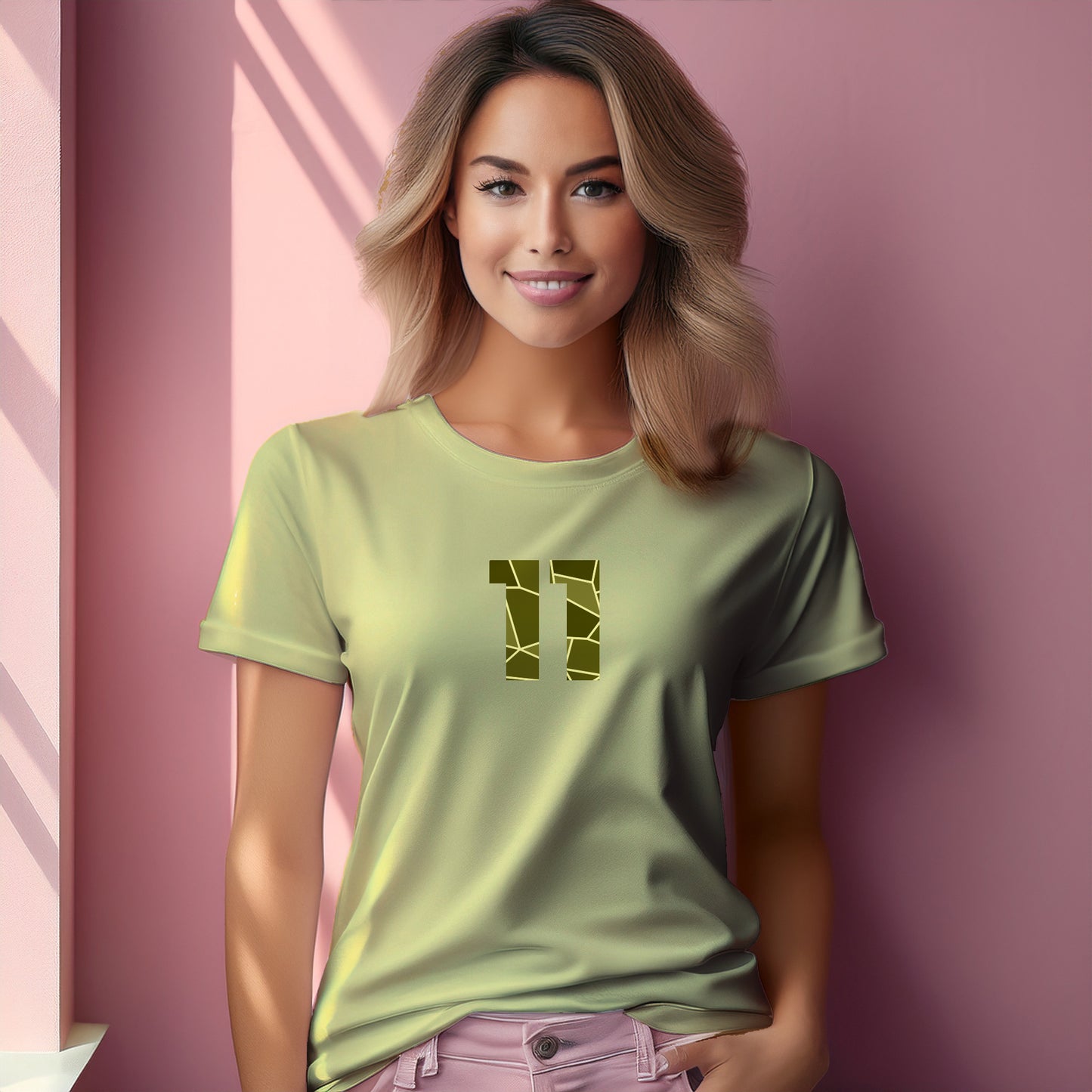 11 Number Women T-Shirt (Butter Yellow)