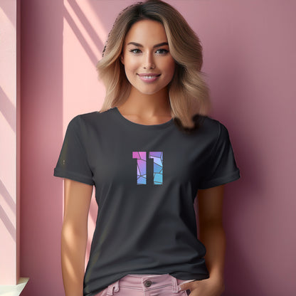 11 Number Women T-Shirt (Charcoal Grey) | Stylish Numeric Graphic Tee