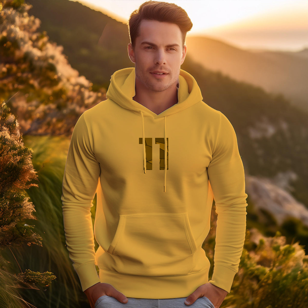 11 Number Unisex Hoodie (Golden Yellow)