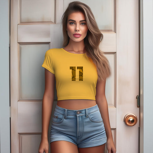 11 Number Women Crop Top (Golden Yellow)