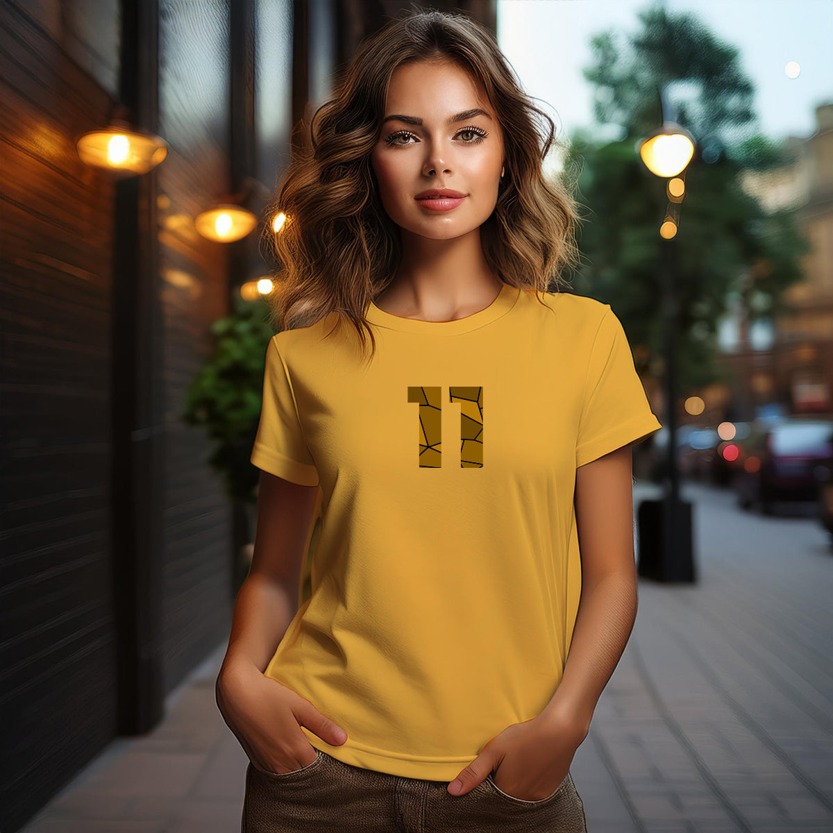 11 Number Women's T-Shirt (Golden Yellow)