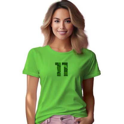 11 Number Women T-Shirt (Liril Green) | Stylish Numeric Graphic Tee