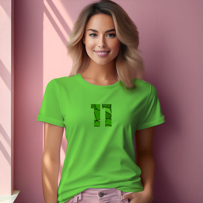 11 Number Women T-Shirt (Liril Green) | Stylish Numeric Graphic Tee