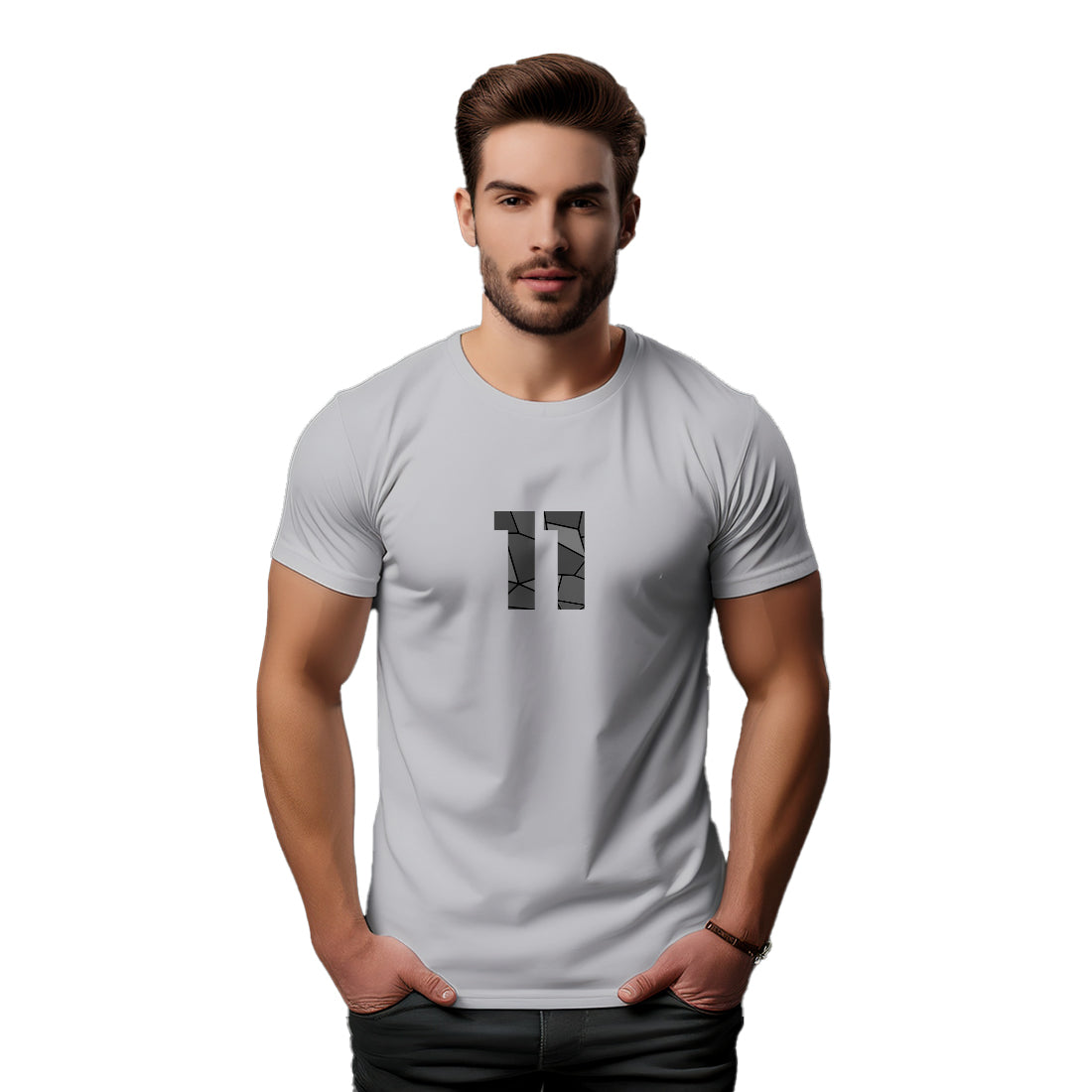 11 Number Men Unisex T-Shirt (Melange Grey)