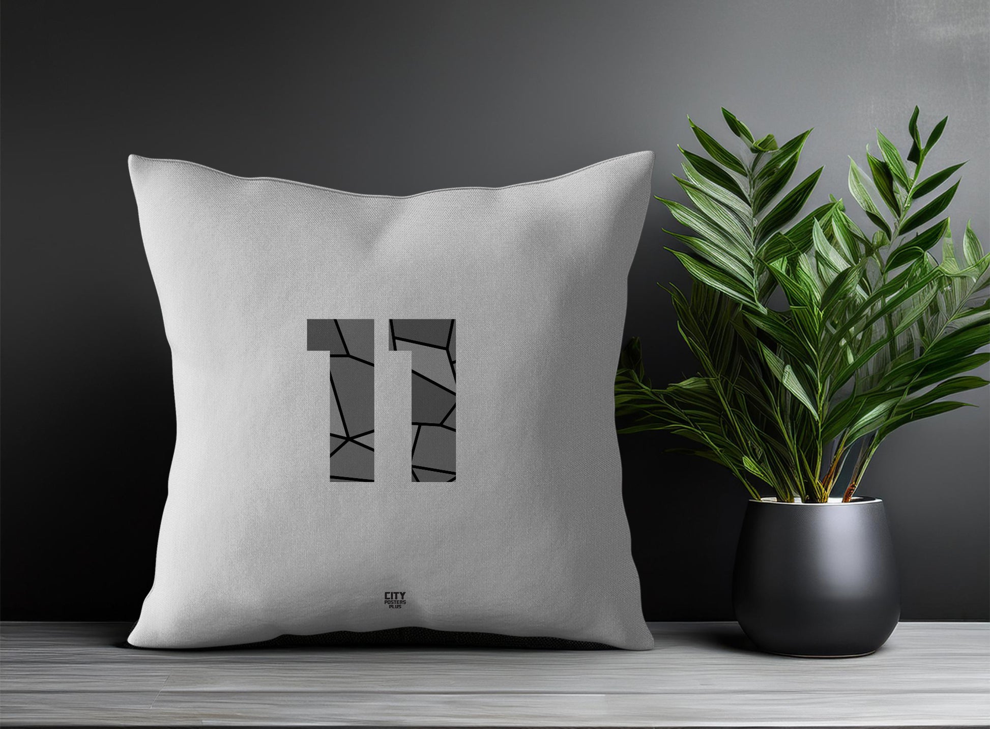 11 Number Pillow Case and Pillow Throw (Melange Grey)