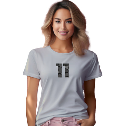 11 Number Women T-Shirt (Melange Grey) | Stylish Numeric Graphic Tee