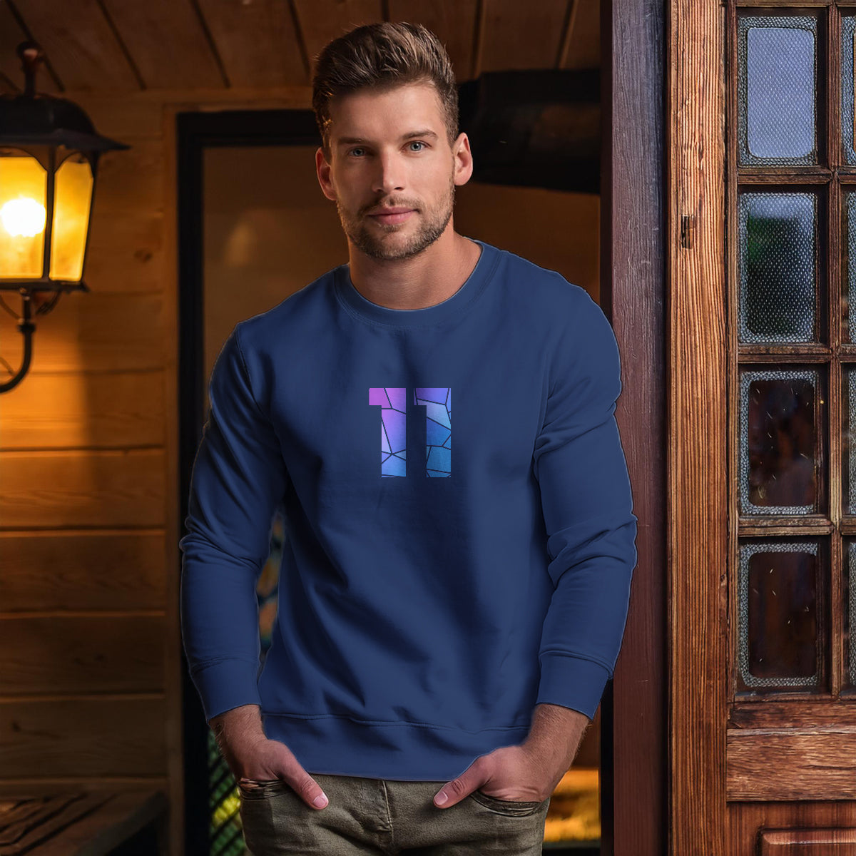 11 Number Unisex Sweatshirt (Navy Blue)