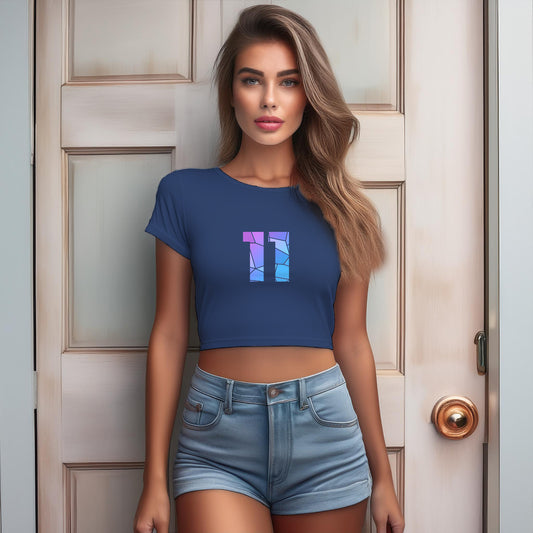 11 Number Women Crop Top (Navy Blue)