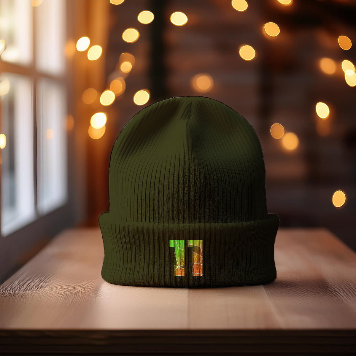 11 Number Cuffed Beanie (Olive)