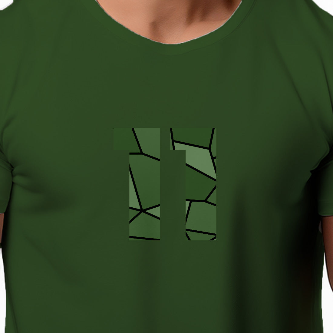 11 Number Men Unisex T-Shirt (Olive Green)