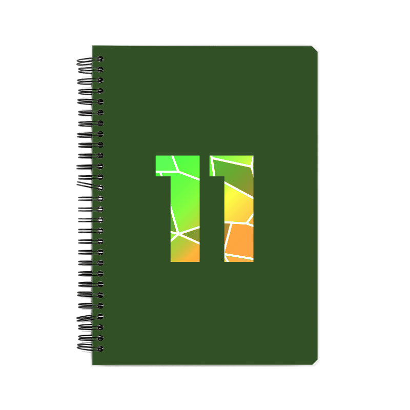 11 Number Notebook (Olive Green, A5 Size, 100 Pages, Ruled, 6 Pack)