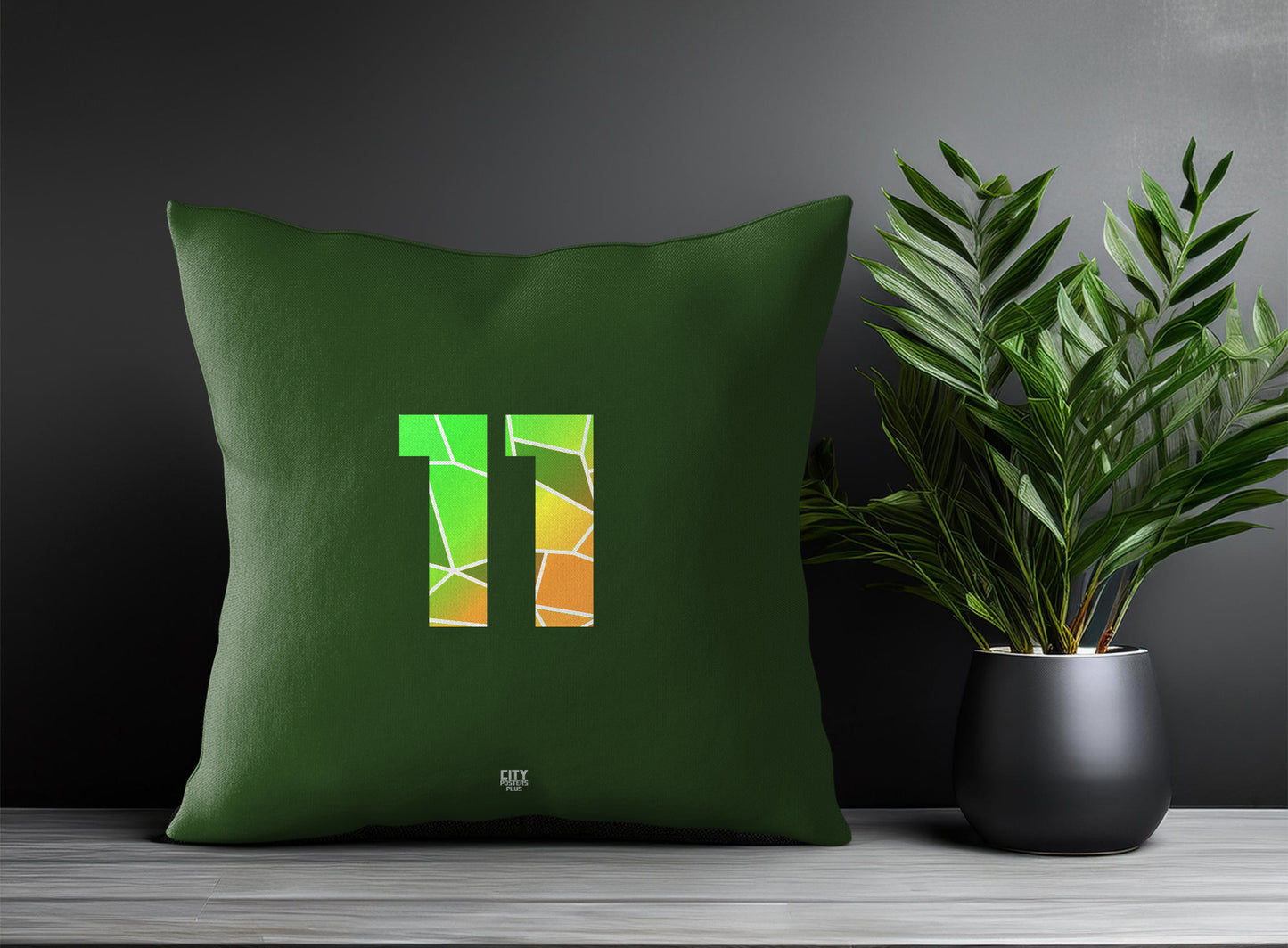 11 Number Pillow Case and Pillow Throw (Olive Green)