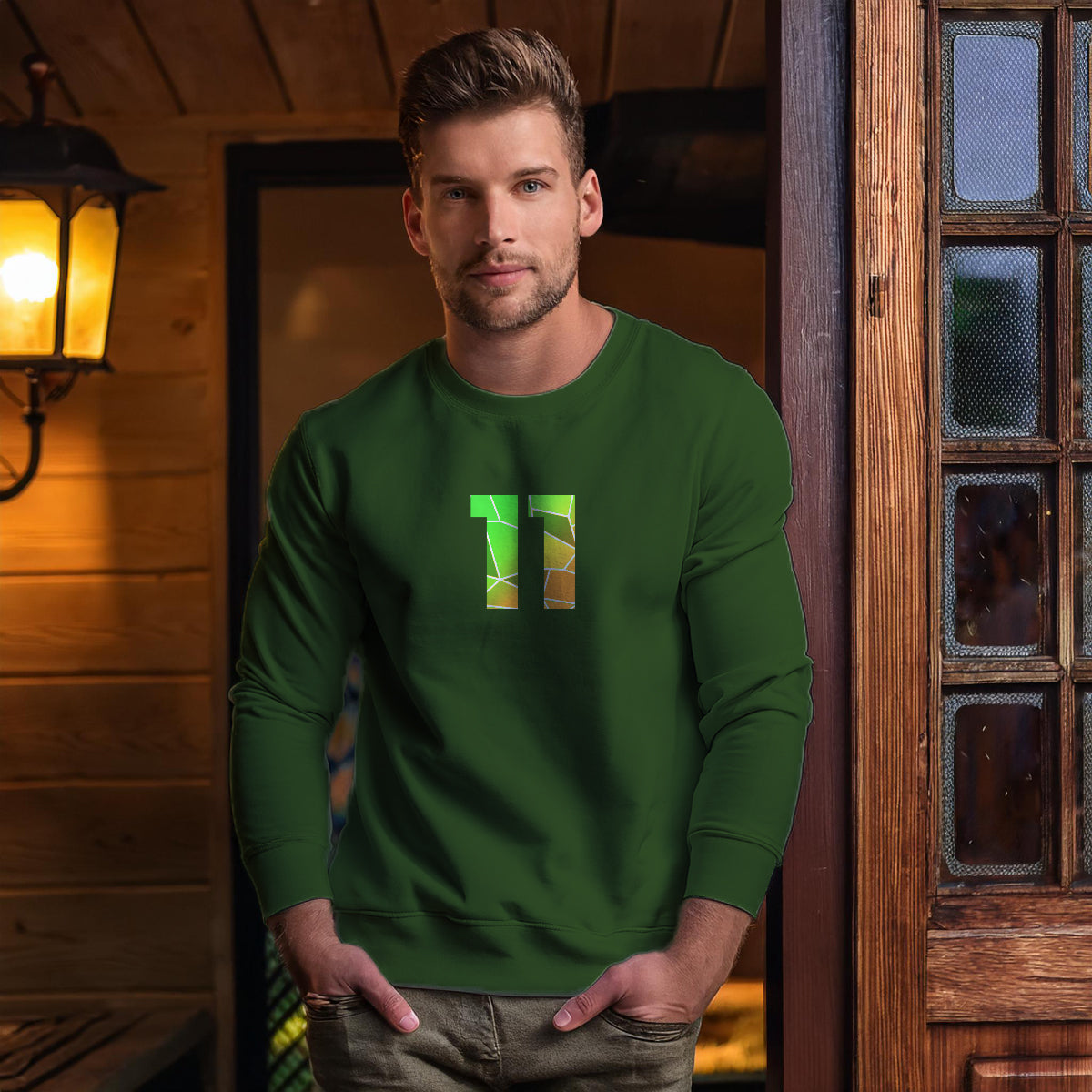 11 Number Unisex Sweatshirt (Olive Green)