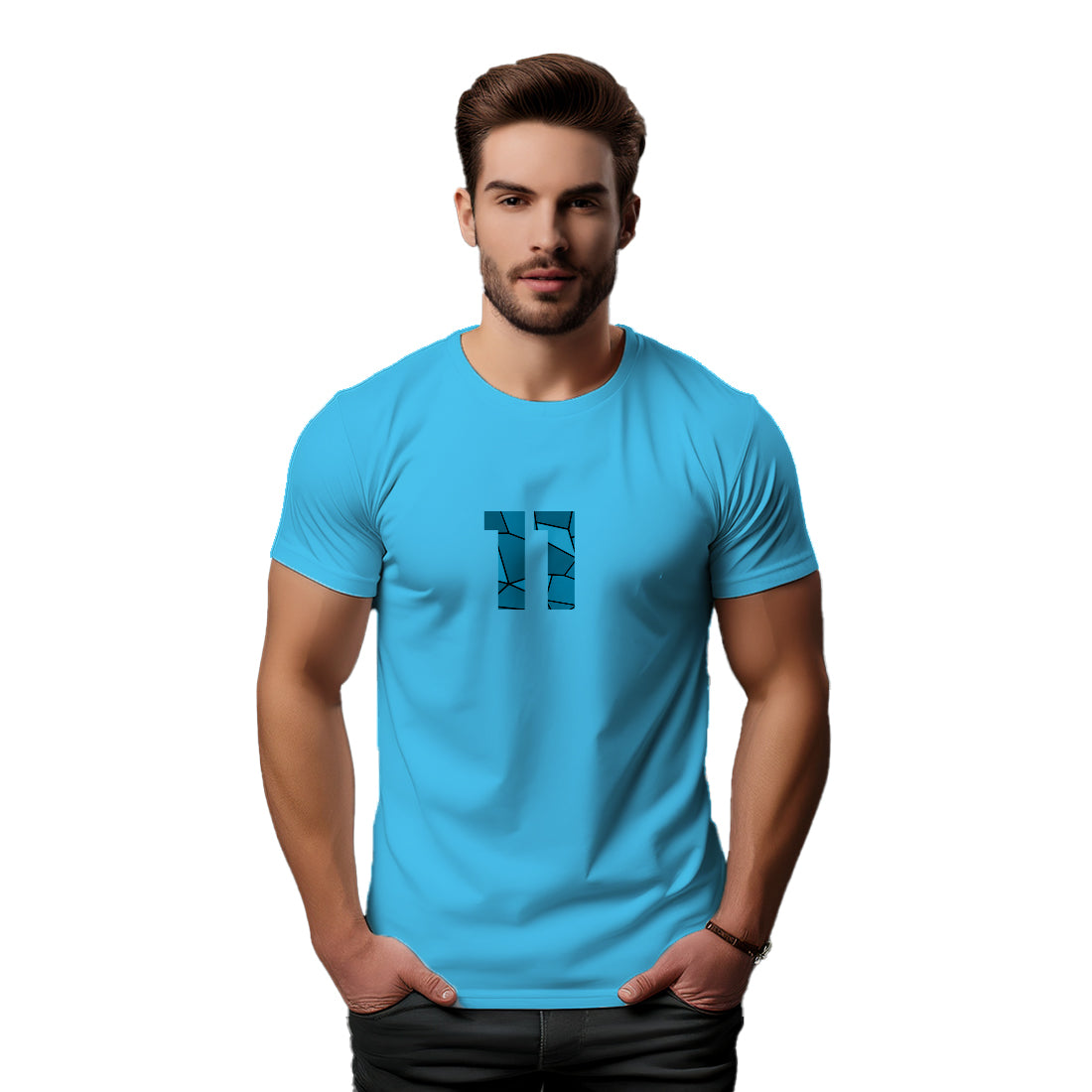 11 Number Men Unisex T-Shirt (Sky Blue)