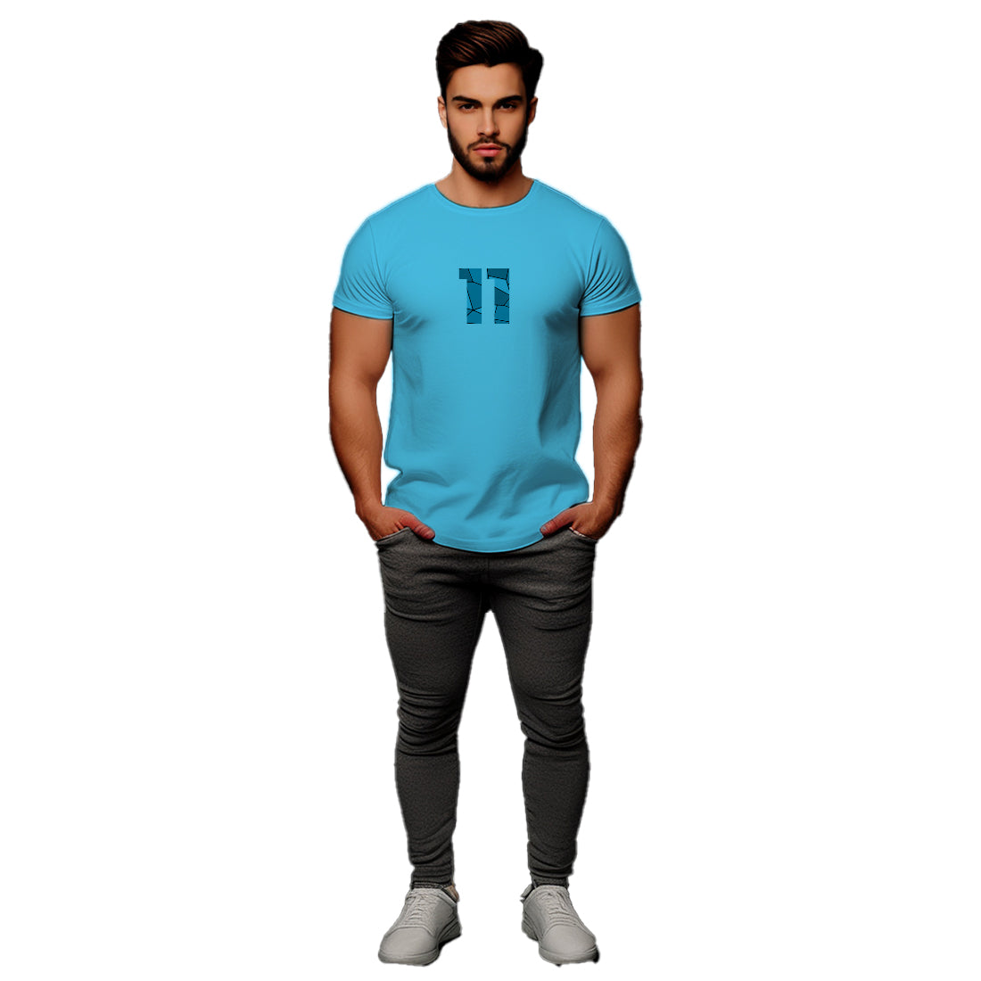 11 Number Men Unisex T-Shirt (Sky Blue)