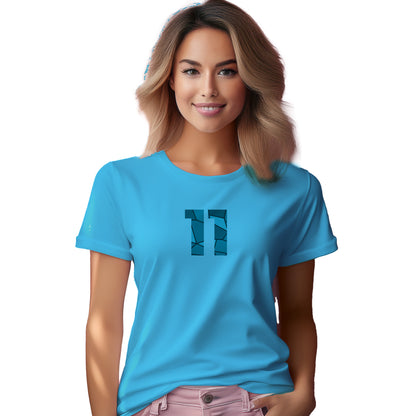 11 Number Women T-Shirt (Sky Blue) | Stylish Numeric Graphic Tee