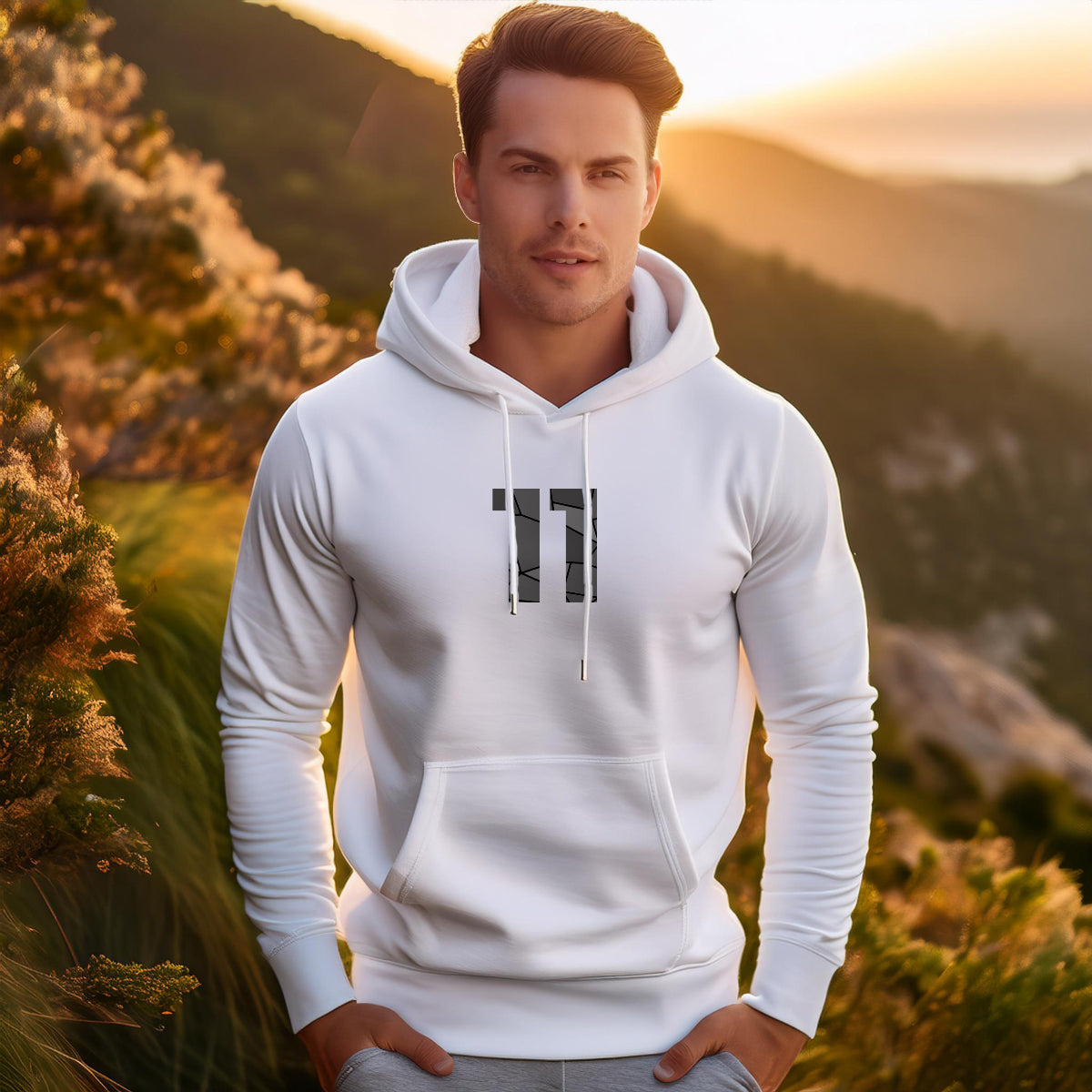 11 Number Unisex Hoodie (White)