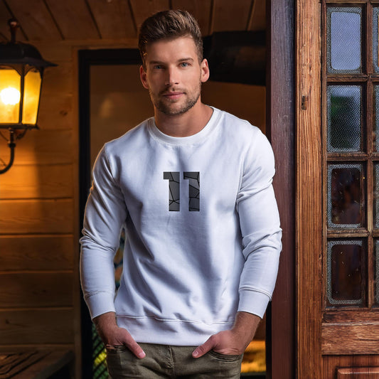 11 Number Unisex Sweatshirt (White)