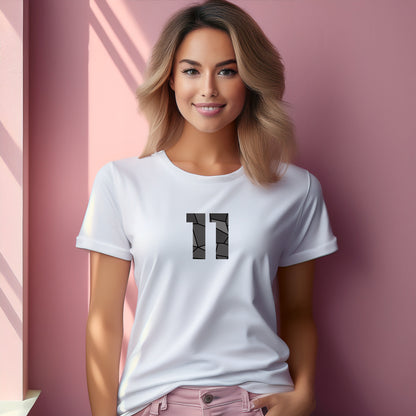 11 Number Women T-Shirt (White) | Stylish Numeric Graphic Tee