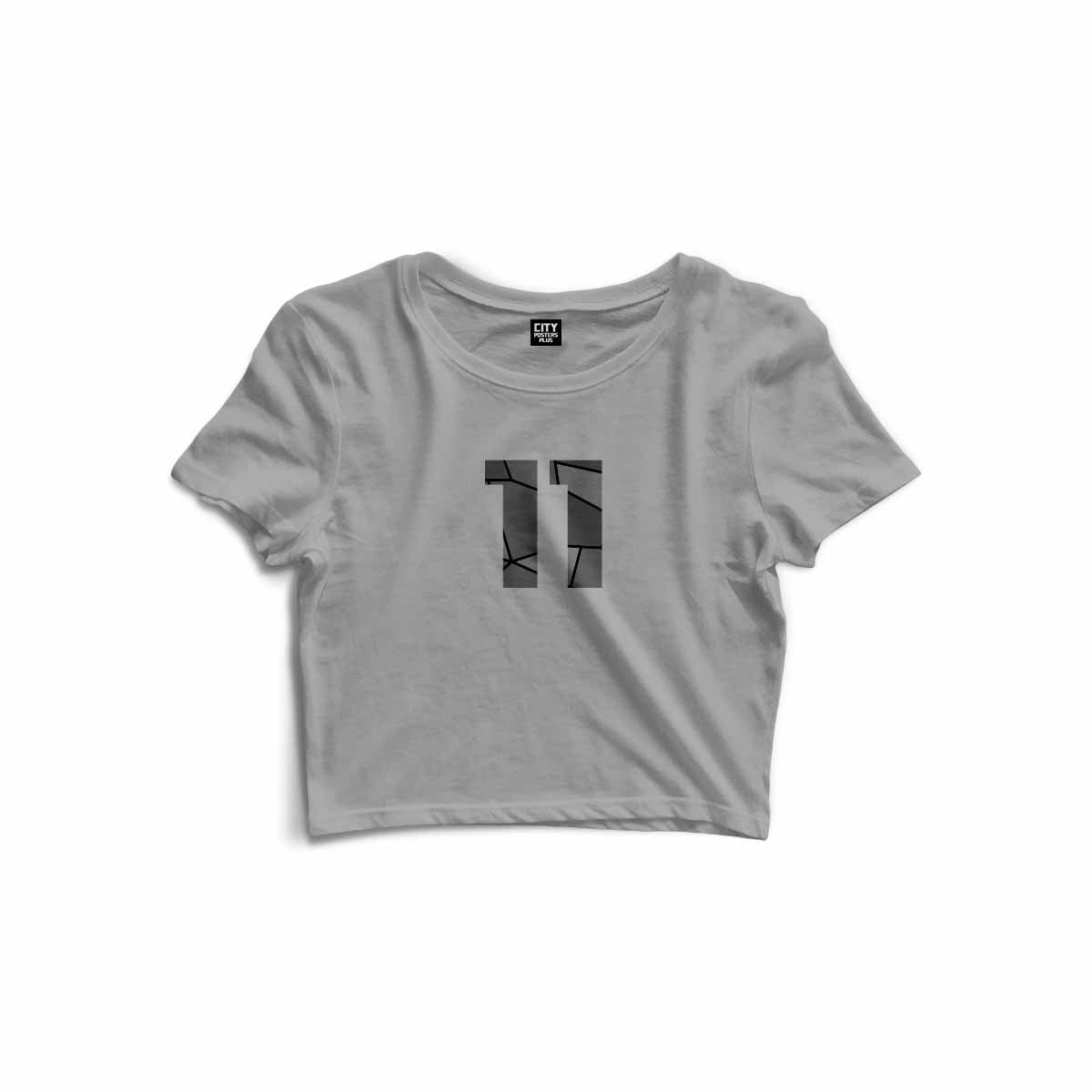 11 Number Women Crop Top (Melange Grey)