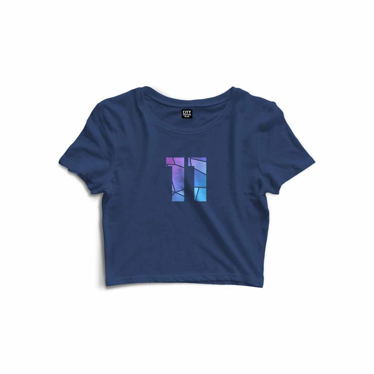 11 Number Women Crop Top (Navy Blue)