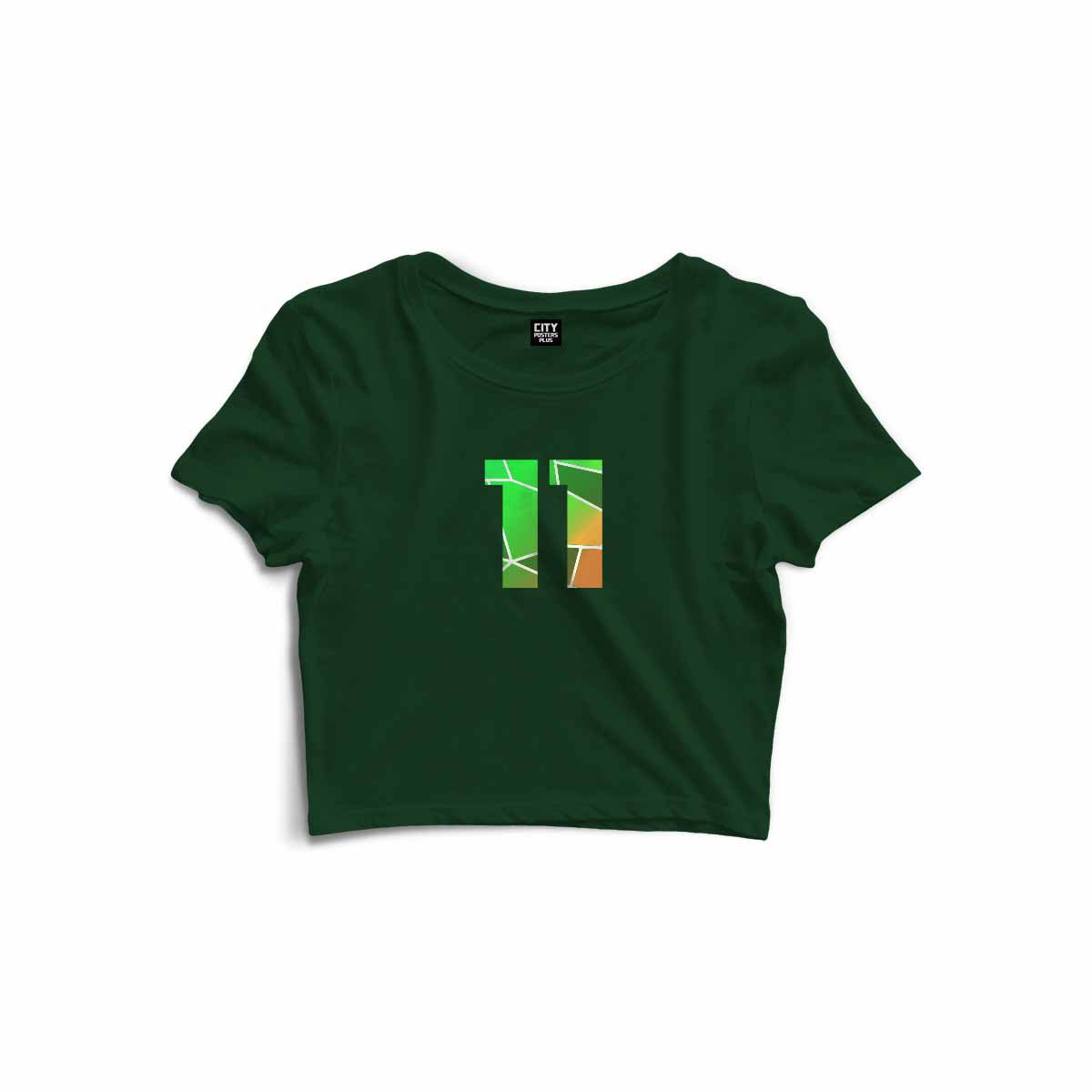 11 Number Women Crop Top (Olive Green)