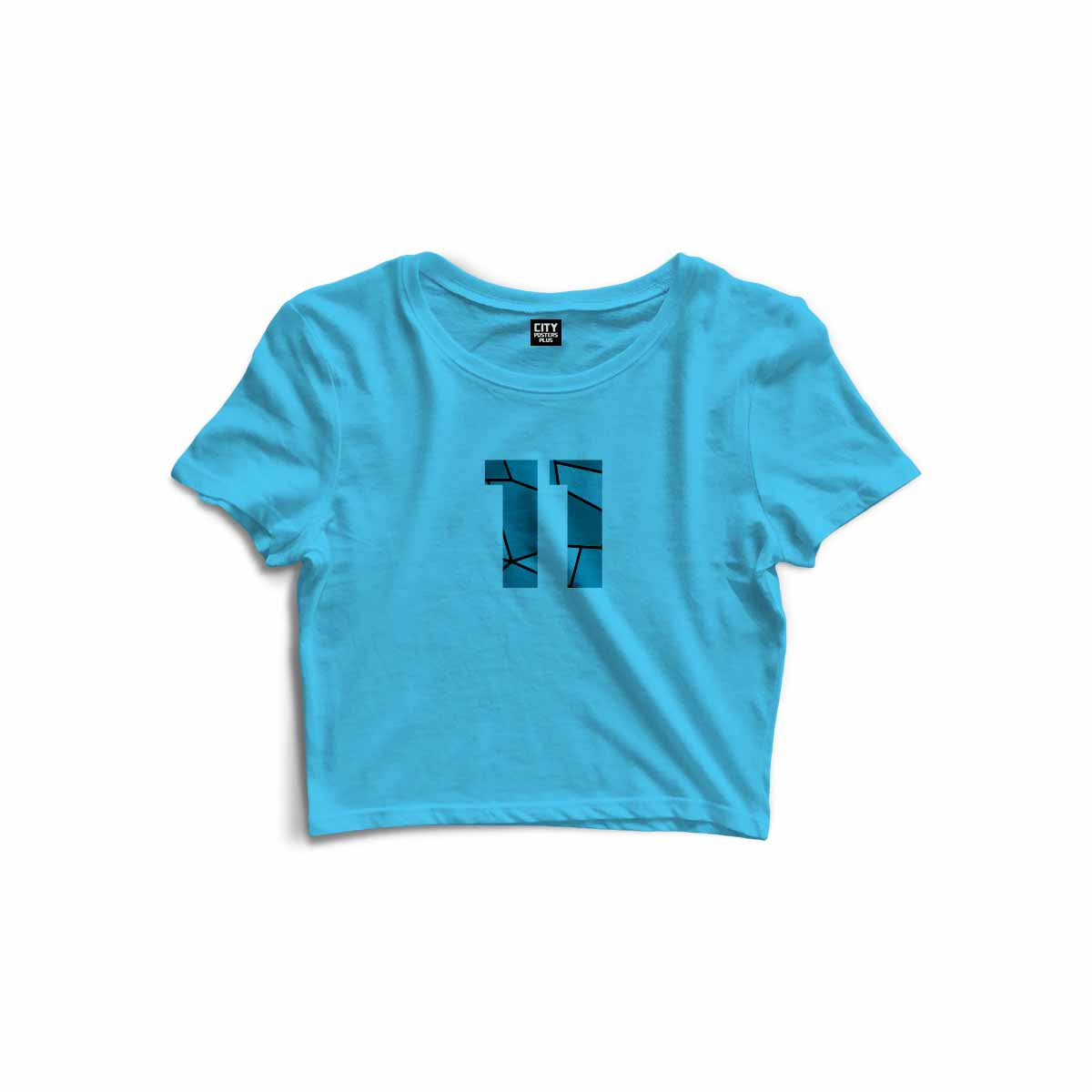 11 Number Women Crop Top (Sky Blue)