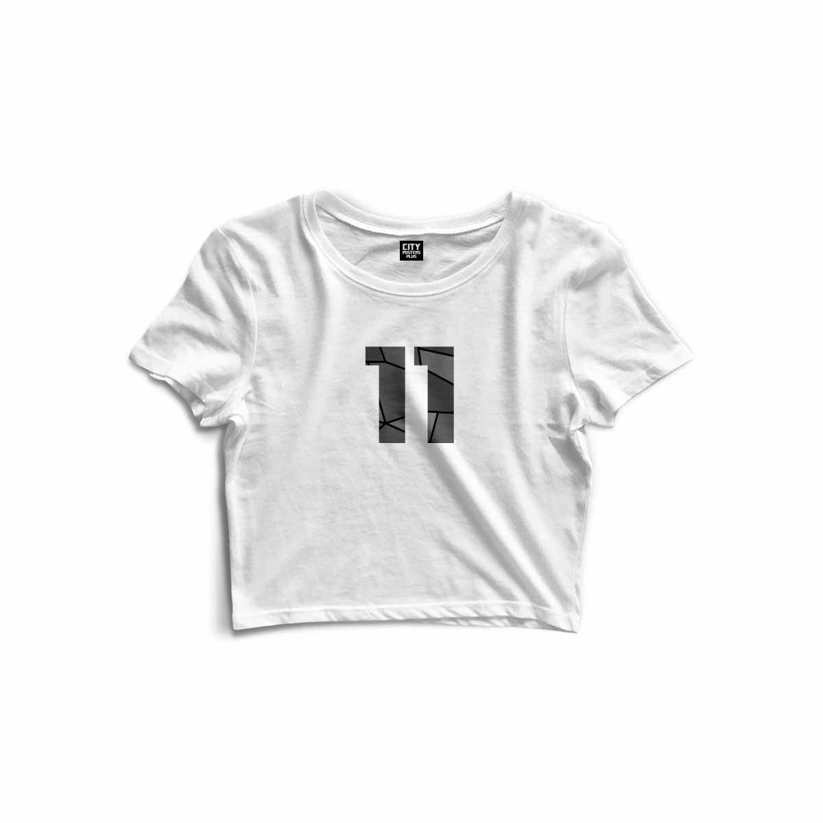 11 Number Women Crop Top (White)