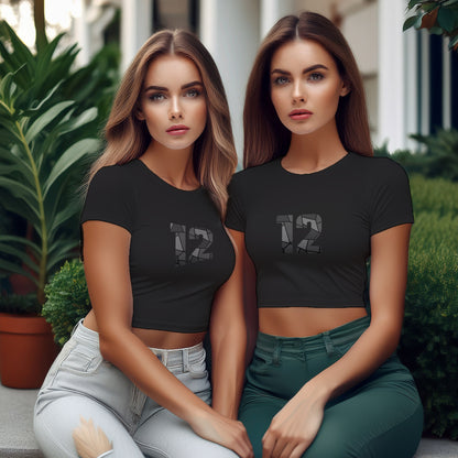 12 Number Women Crop Top (Black)