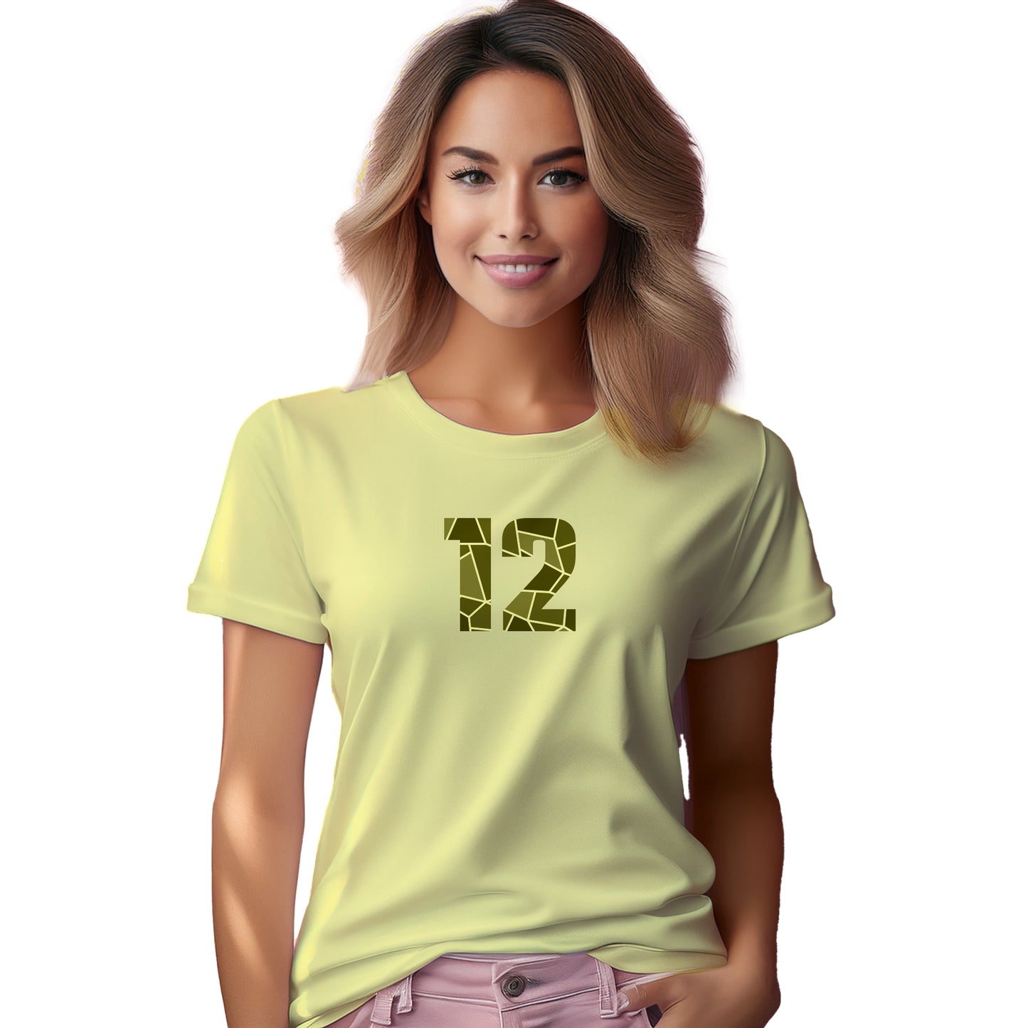 12 Number Women T-Shirt (Butter Yellow)
