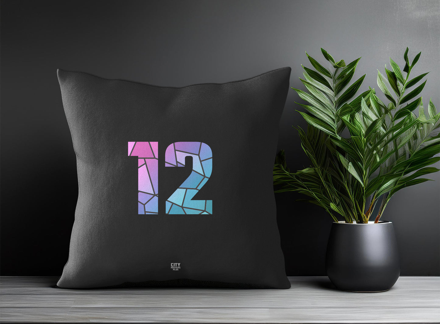 12 Number Pillow Case and Pillow Throw (Charcoal Grey)