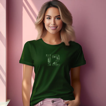 12 Number Women T-Shirt (Olive Green) | Stylish Numeric Graphic Tee