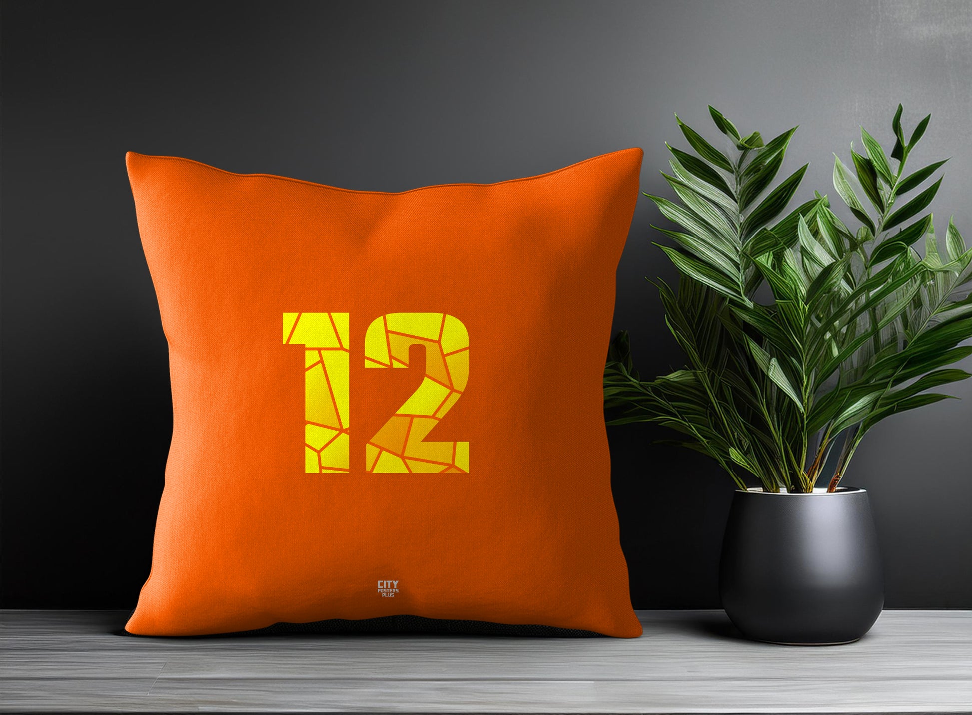 12 Number Pillow Case and Pillow Throw (Orange)