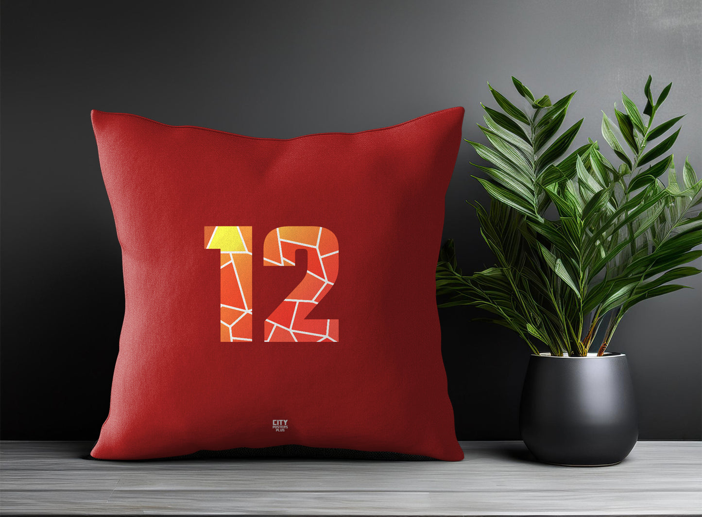 12 Number Pillow Case and Pillow Throw (Red)