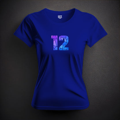 12 Number Women T-Shirt (Royal Blue) | Stylish Numeric Graphic Tee