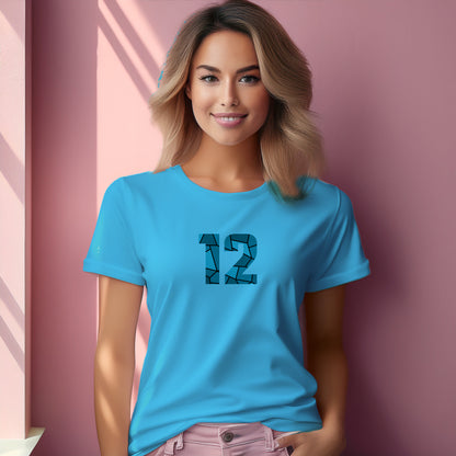 12 Number Women T-Shirt (Sky Blue) | Stylish Numeric Graphic Tee