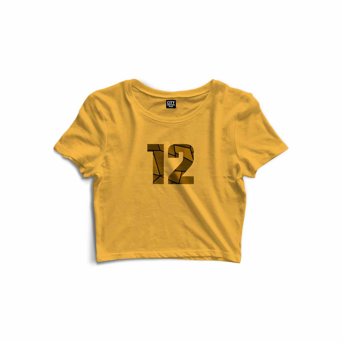 12 Number Women Crop Top (Golden Yellow)